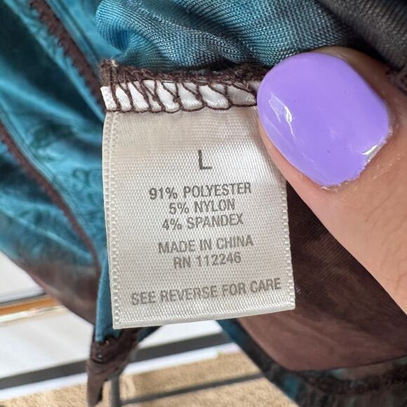 Y2K Fairy Square Neck Whimsical Top 3/4 Sleeve Fitted Witch Floral Ethereal L/XL - Picture 7 of 8